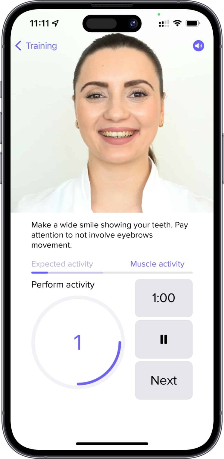 Facerehab screen app smile training